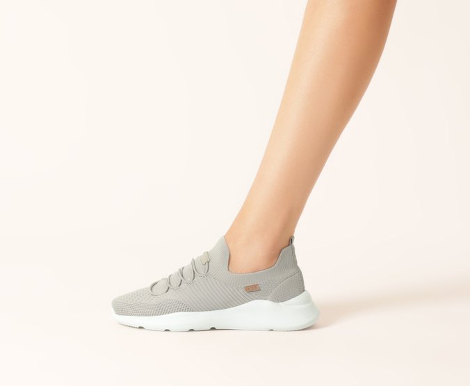 Tênis Sporty Knit Sola Estruturada Cinza