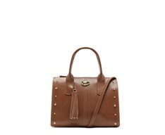 Bolsa Tote Pequena Tachas Marrom