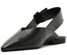 Sapatilha Slingback Bico Fino Fivela Preta