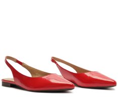 Sapatilha Slingback Bico Fino Verniz Vermelha