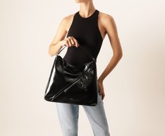 Bolsa Tote Grande Hobo Zíper Preta