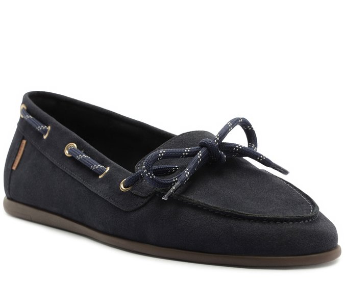 Mocassim Laço Atacador Acamurçado Azul