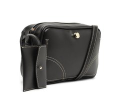 Bolsa Tiracolo Média Costura Ornamental Preta
