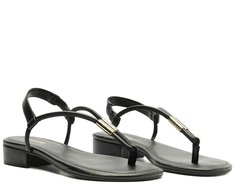 Sandália Slim Metal Comfy Salto Preta