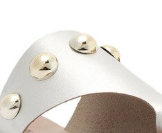 Rasteira Maxi Tachas Couro Prata