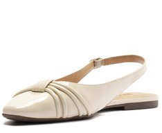 Sapatilha Slingback Tiras Verniz Branca