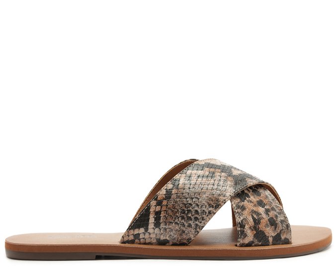 Rasteira Tiras Cruzadas Animal Print