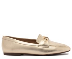 Mocassim Laço Bico Quadrado Dourado